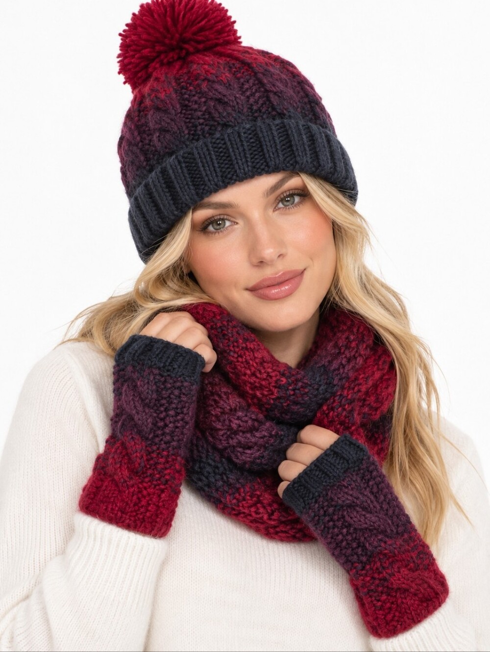 Genie Eugenia Kim Winter Set Carly Gloves Brady Pom Beanie Dakota Infinity Scarf